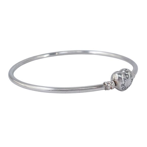 Vintage Pandora Sterling Silver 925 | Moments Heart Clasp Bangle Bracelet 8.25" - Picture 5 of 12
